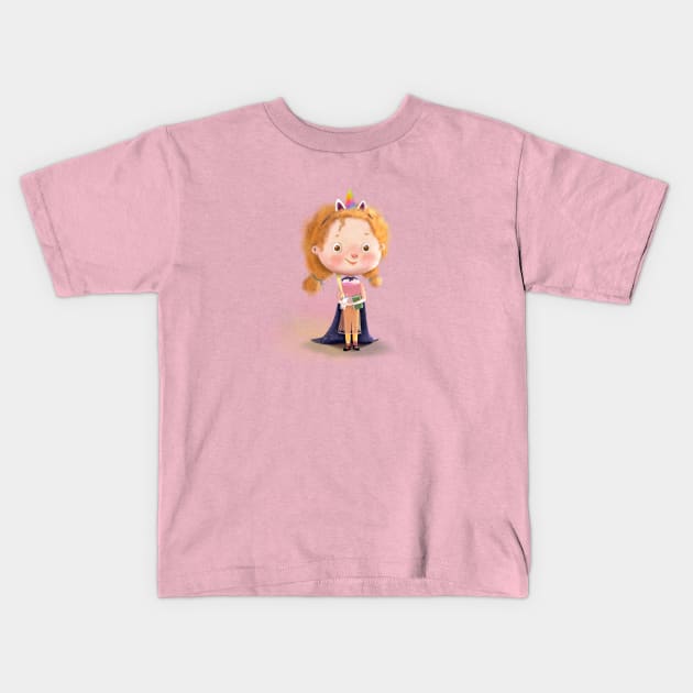 Little cute girl Kids T-Shirt by Burcu Guducu Desing